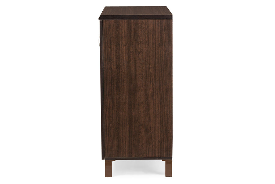 Baxton Studio Sintra Modern and Contemporary Dark Brown Sideboard Storage Cabinet with Glass Doors