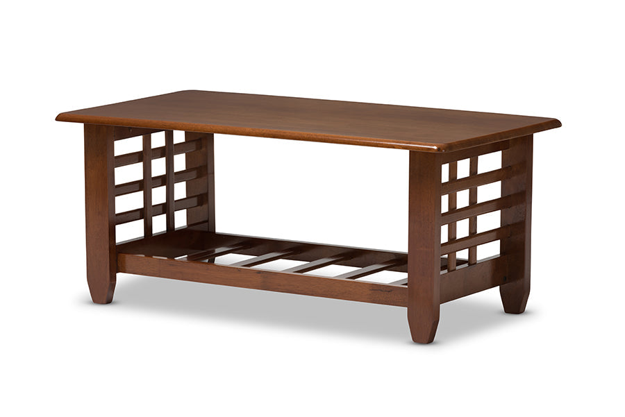 Baxton Studio Larissa Modern Classic Mission Style Cherry Finished Brown Wood Living Room Occasional Coffee Table