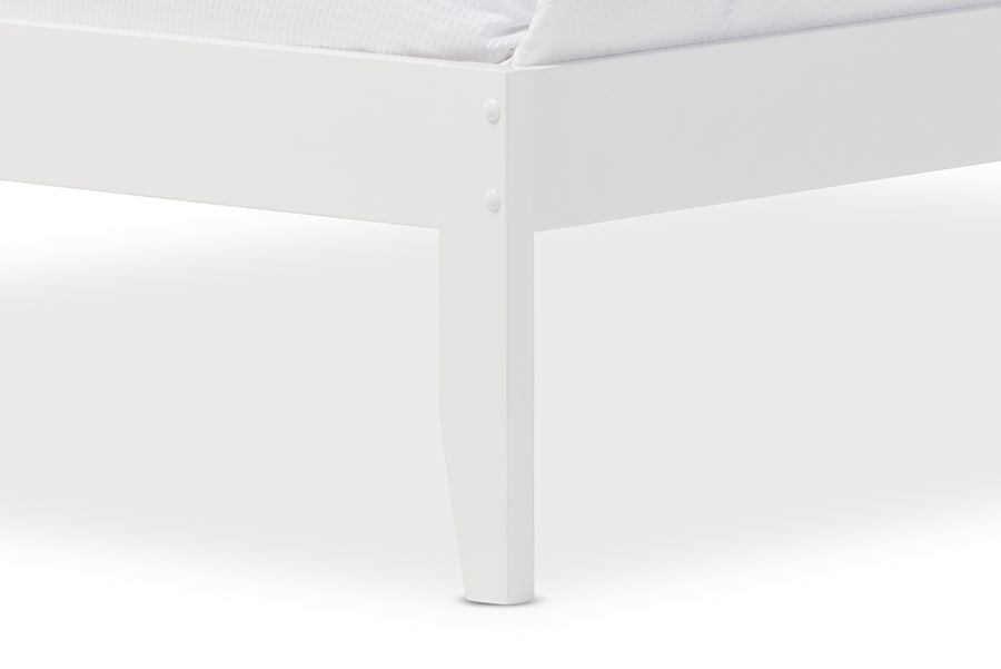 Baxton Studio Celine Modern and Contemporary Geometric Pattern White Solid Wood Full Size Platform Bed
