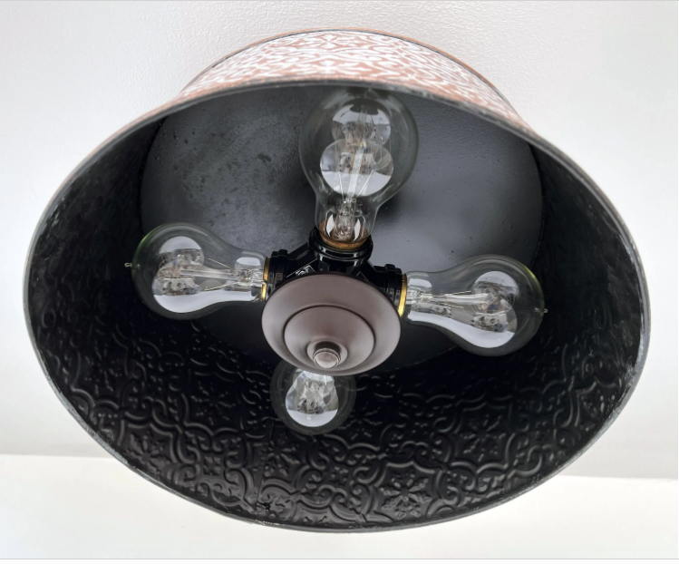 Ornate Copper Farmhouse Ceiling Light | 12" | 4-Bulb Flush Mount