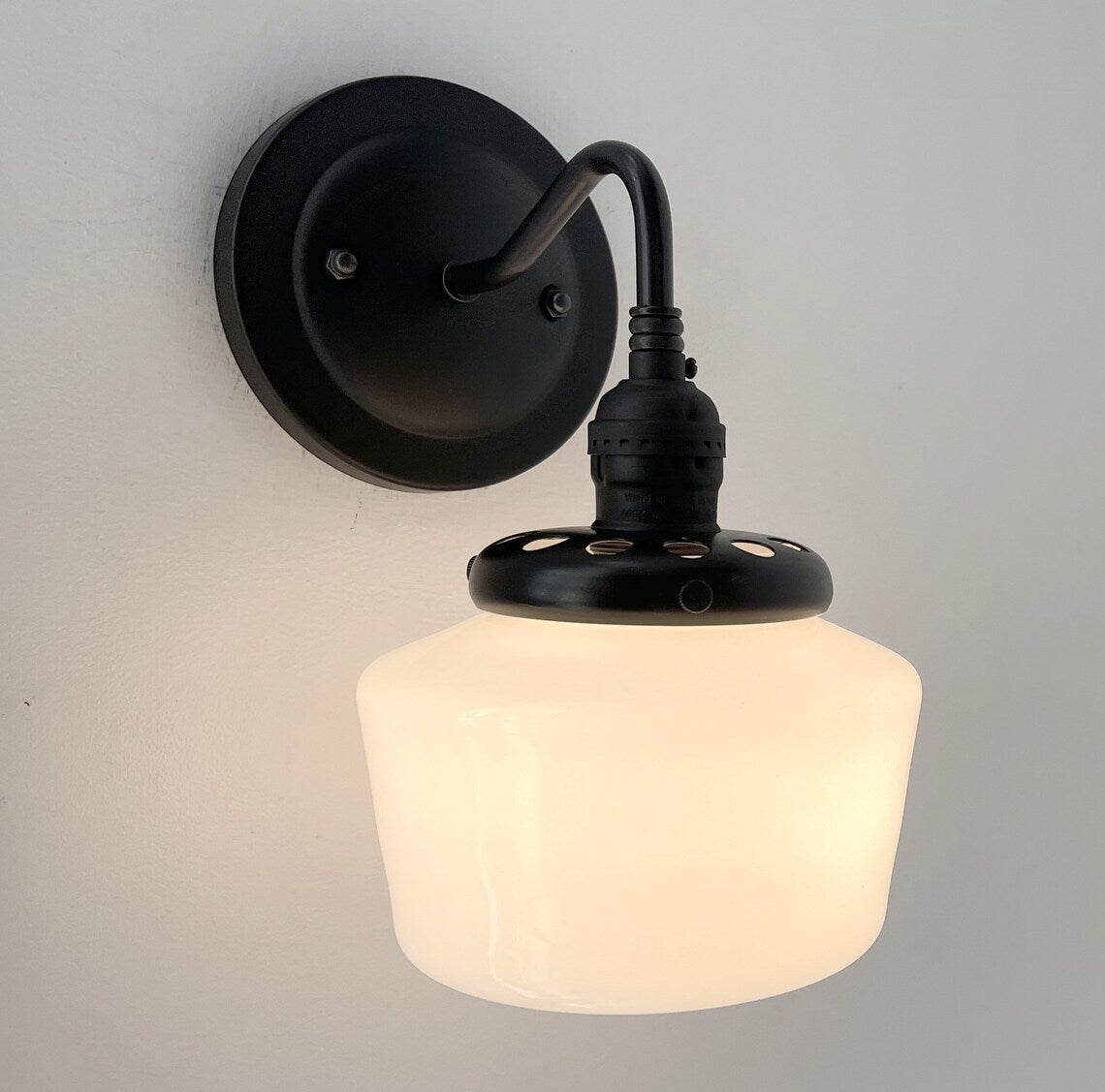 Small Schoolhouse Milk Glass Wall Sconce |5.5"|