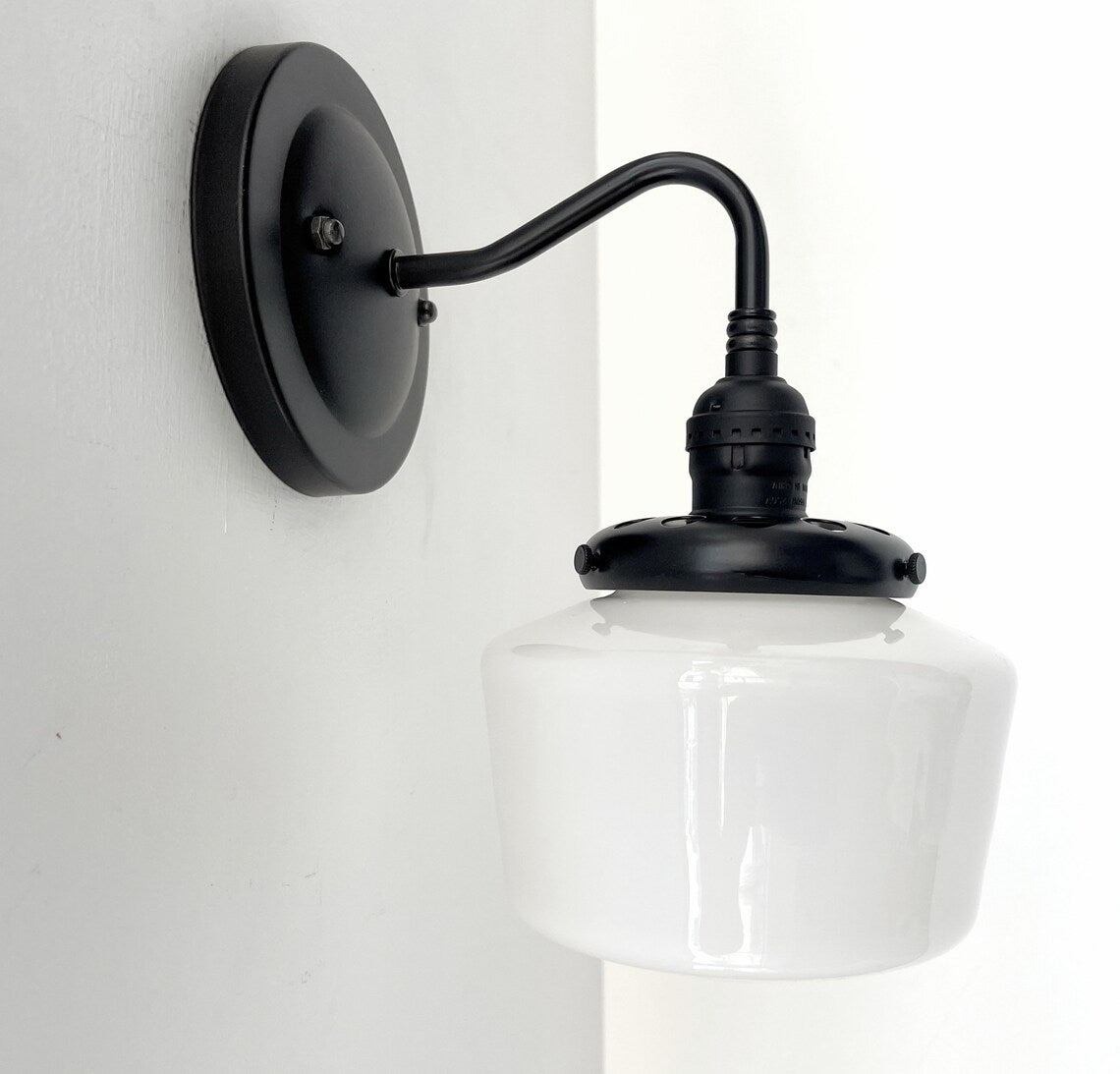 Small Schoolhouse Milk Glass Wall Sconce |5.5"|