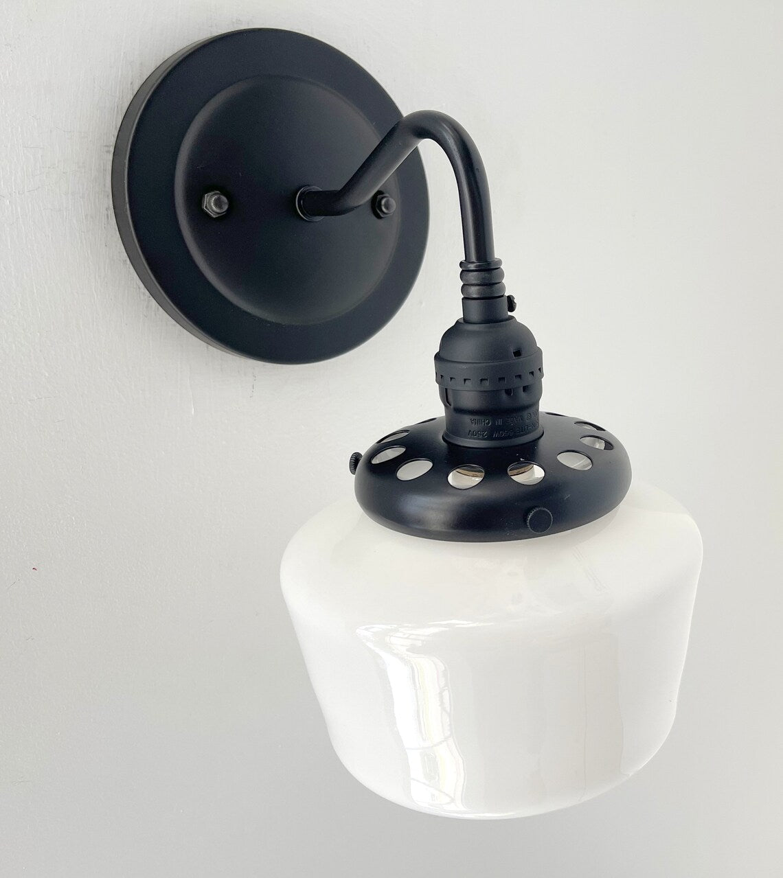 Small Schoolhouse Milk Glass Wall Sconce |5.5"|