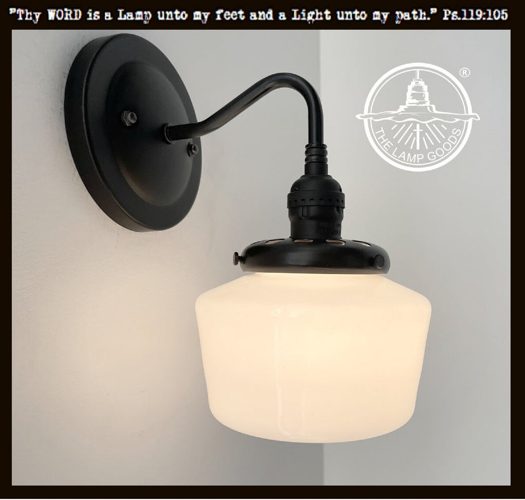Small Schoolhouse Milk Glass Wall Sconce |5.5"|