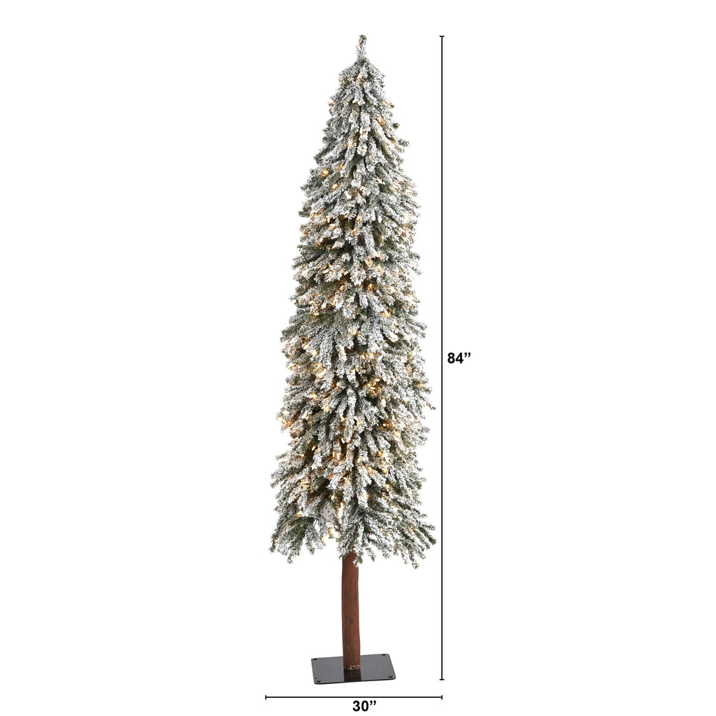 7' Flocked Gr& Alpine Artificial Christmas Tree w/ 400 Clear Lights
