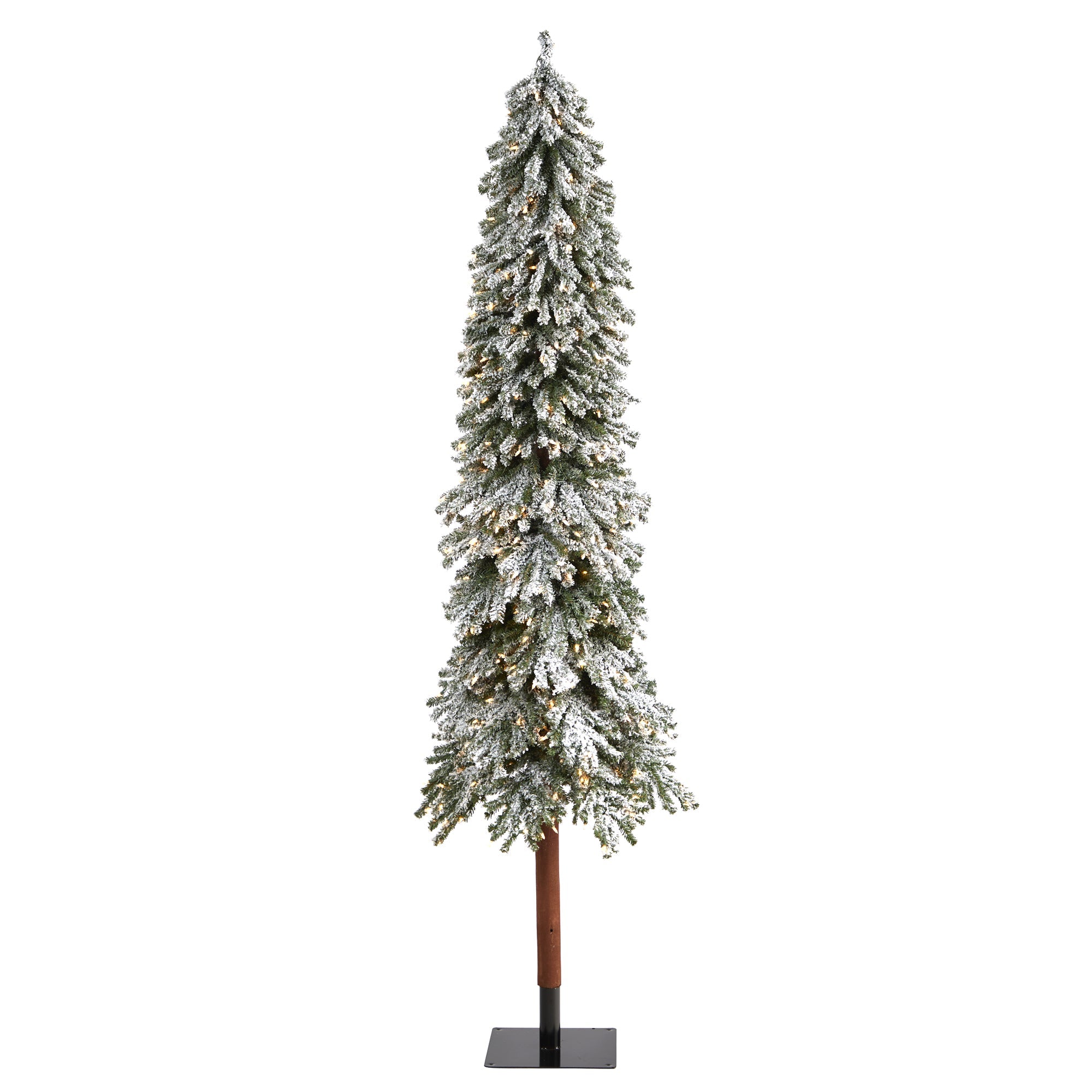 8' Flocked Gr& Alpine Artificial Christmas Tree w/ 500 Clear Lights