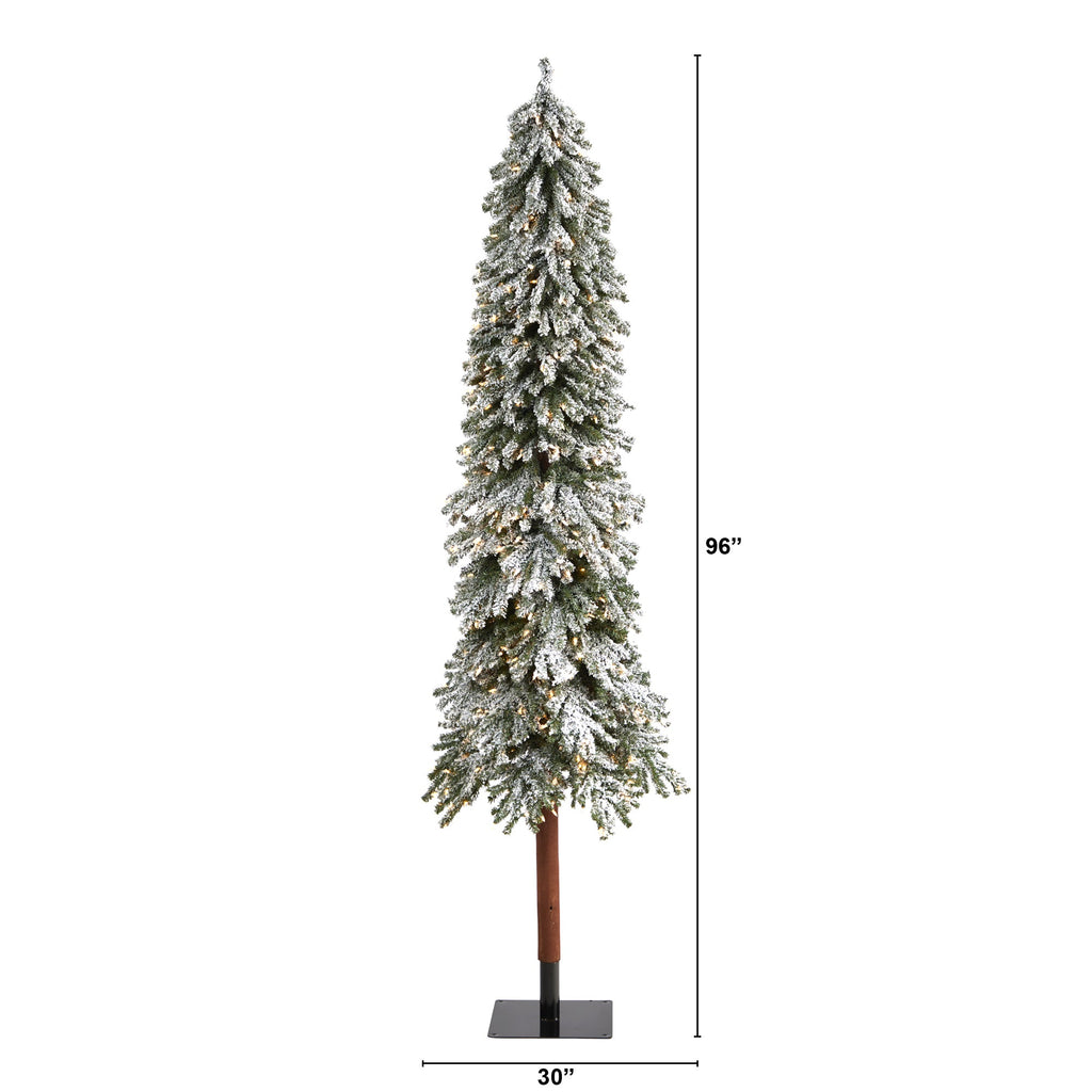 8' Flocked Gr& Alpine Artificial Christmas Tree w/ 500 Clear Lights