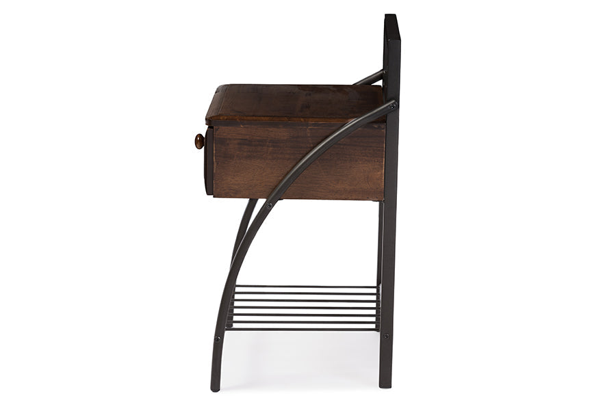 Baxton Studio Jevenci Vintage Industrial Black Finished Metal Nightstand