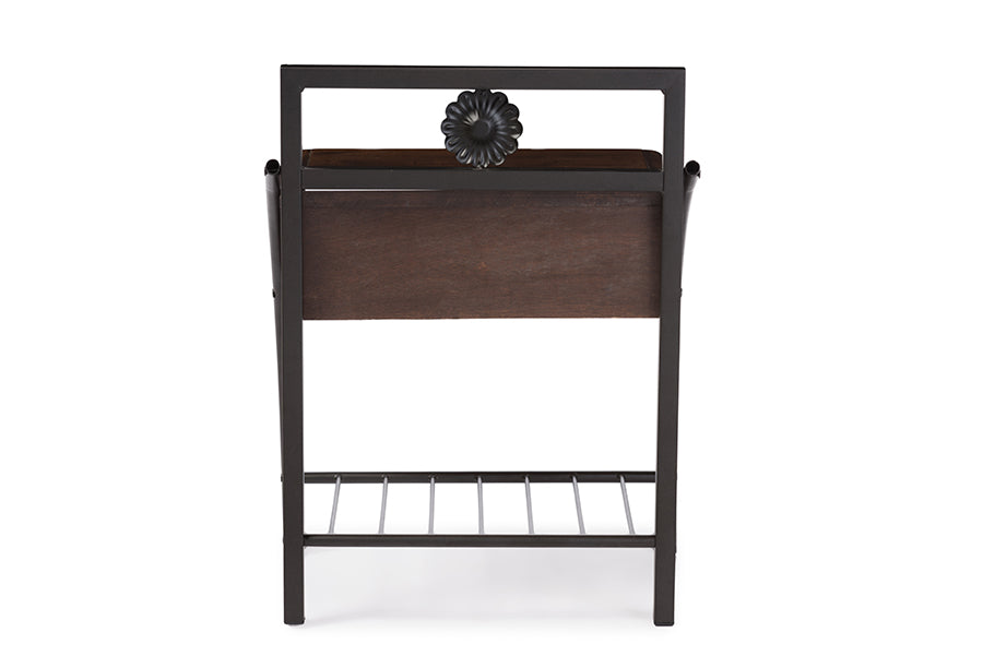 Baxton Studio Jevenci Vintage Industrial Black Finished Metal Nightstand