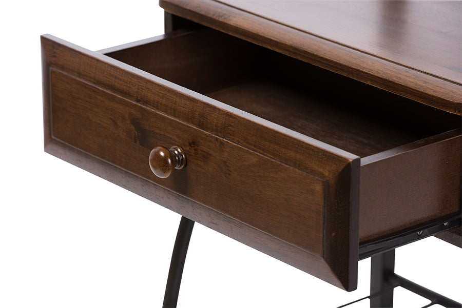Baxton Studio Jevenci Vintage Industrial Black Finished Metal Nightstand