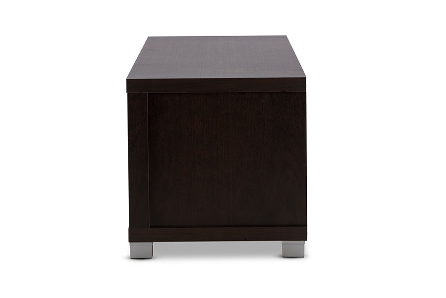 Baxton Studio Gerhardine Dark Brown Wood 63-Inch TV Cabinet with 3-drawer