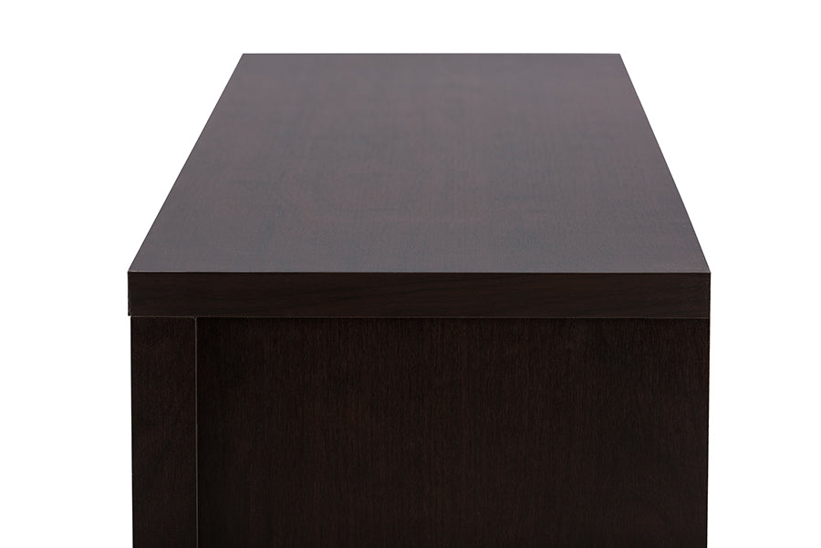 Baxton Studio Gerhardine Dark Brown Wood 63-Inch TV Cabinet with 3-drawer