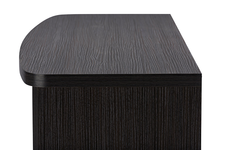 Baxton Studio Walda 60-Inch Greyish Dark Brown Wood TV Cabinet with 2 Sliding Doors and 1 Drawer