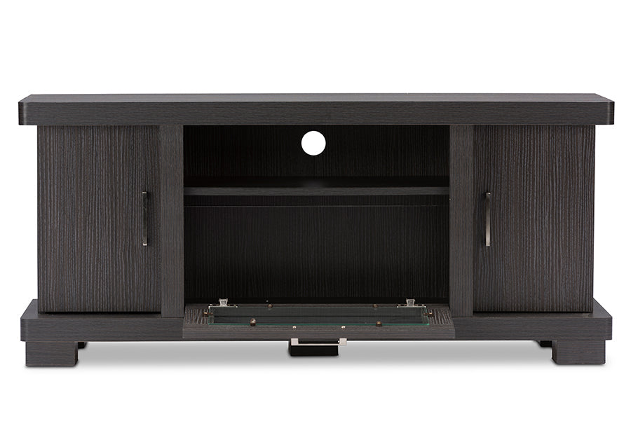 Baxton Studio Viveka 47-Inch Greyish Dark Brown Wood TV Cabinet with 2 Doors