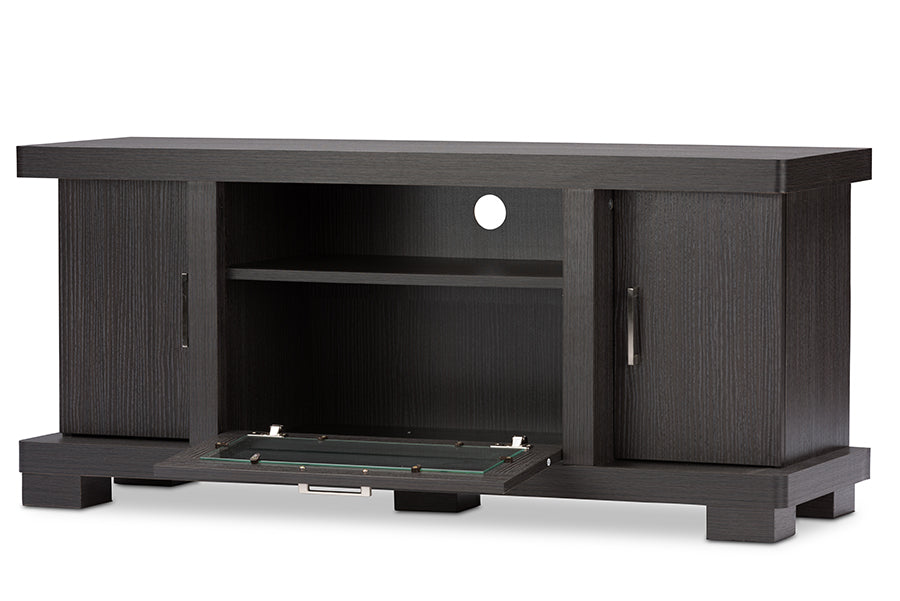 Baxton Studio Viveka 47-Inch Greyish Dark Brown Wood TV Cabinet with 2 Doors