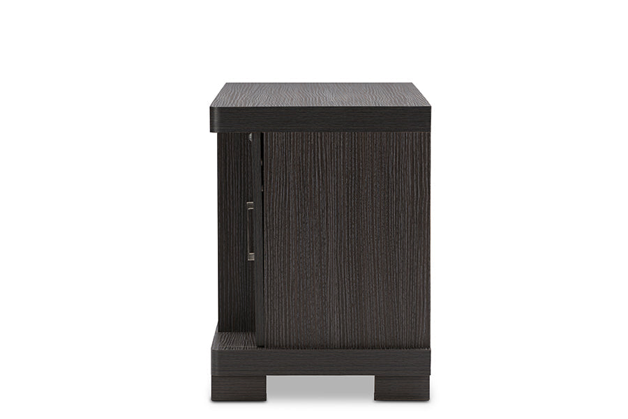 Baxton Studio Viveka 47-Inch Greyish Dark Brown Wood TV Cabinet with 2 Doors