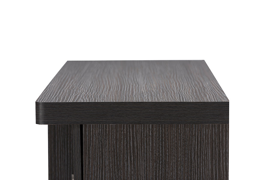 Baxton Studio Viveka 47-Inch Greyish Dark Brown Wood TV Cabinet with 2 Doors