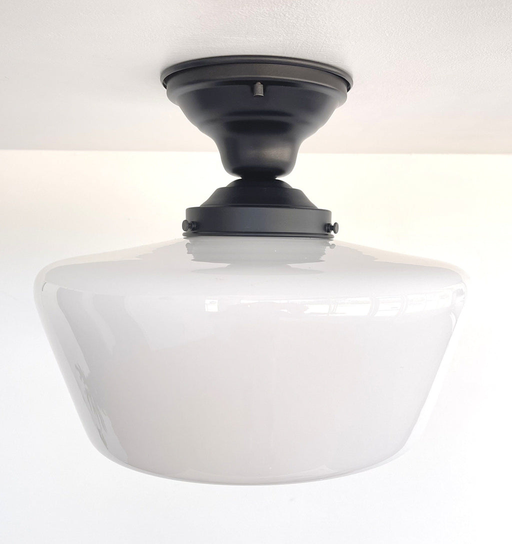 Large Urban Schoolhouse Milk Glass |12"| Ceiling Light