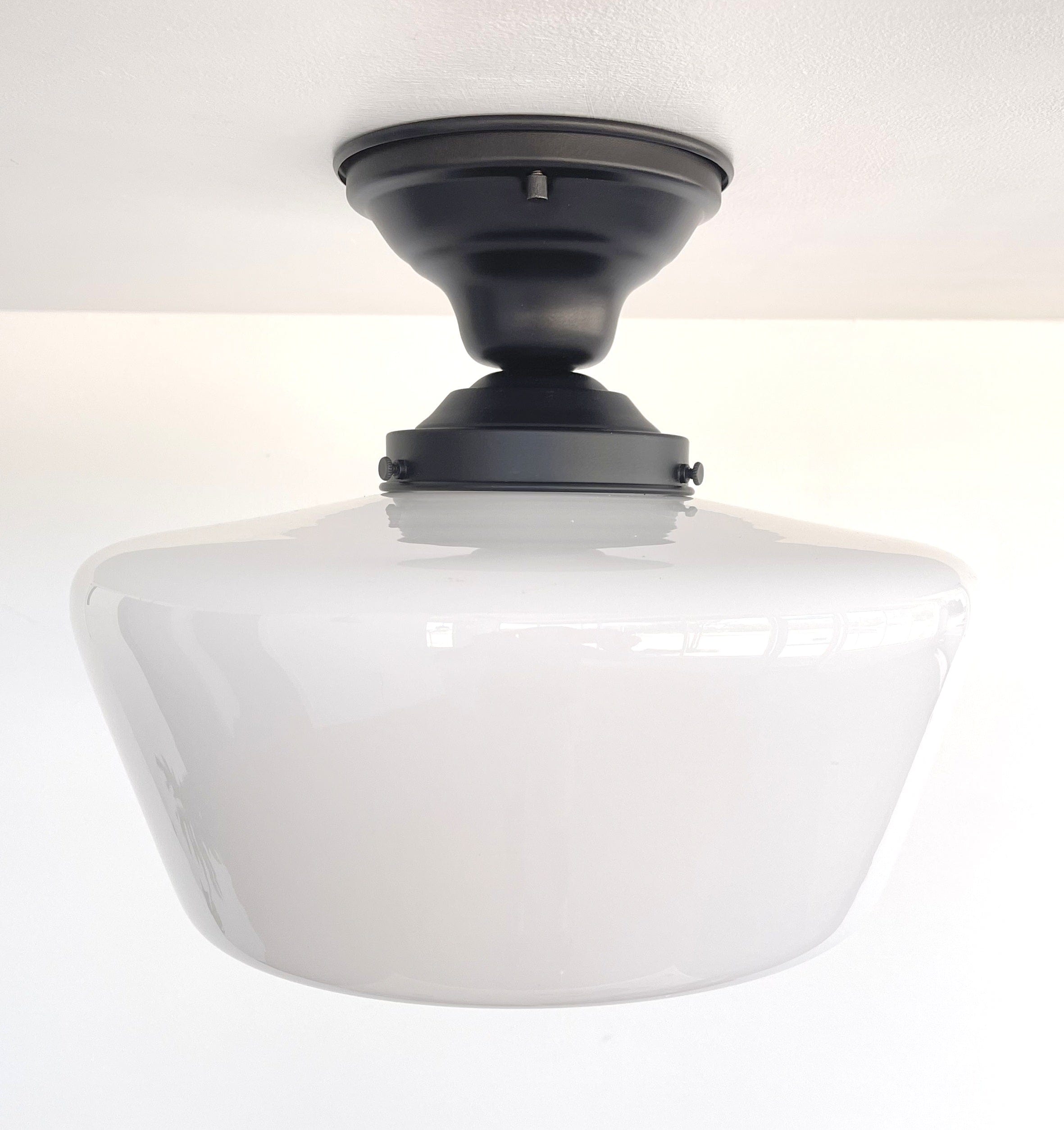 Large Urban Schoolhouse Milk Glass |12"| Ceiling Light