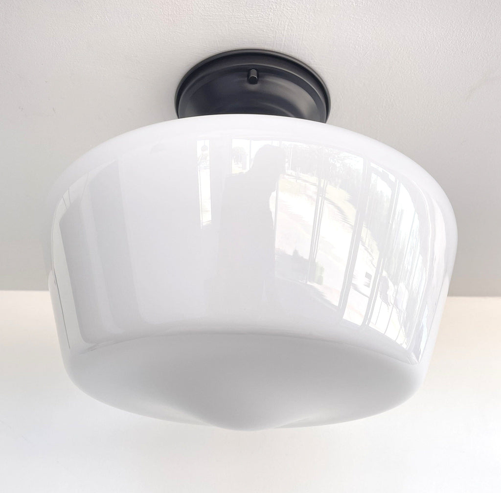 Large Urban Schoolhouse Milk Glass |12"| Ceiling Light
