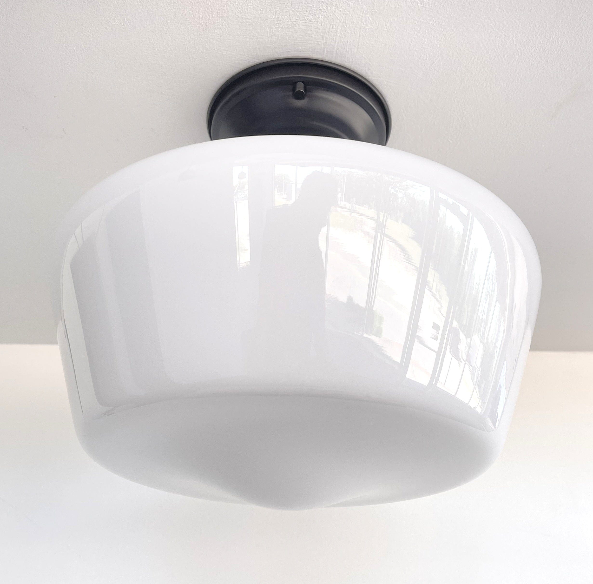 Large Urban Schoolhouse Milk Glass |12"| Ceiling Light