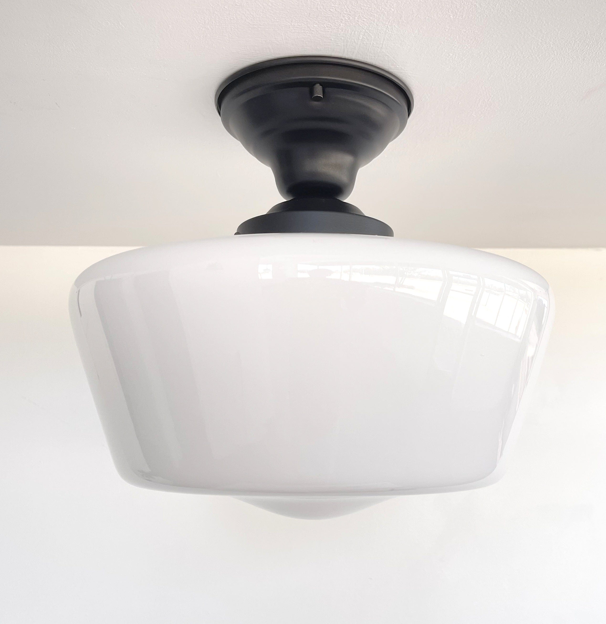 Large Urban Schoolhouse Milk Glass |12"| Ceiling Light