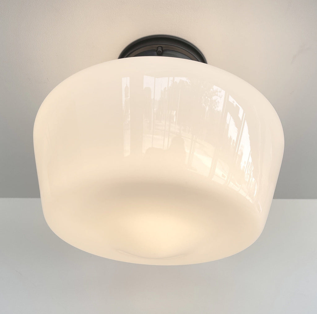 Large Urban Schoolhouse Milk Glass |12"| Ceiling Light