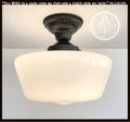 Large Urban Schoolhouse Milk Glass |12"| Ceiling Light