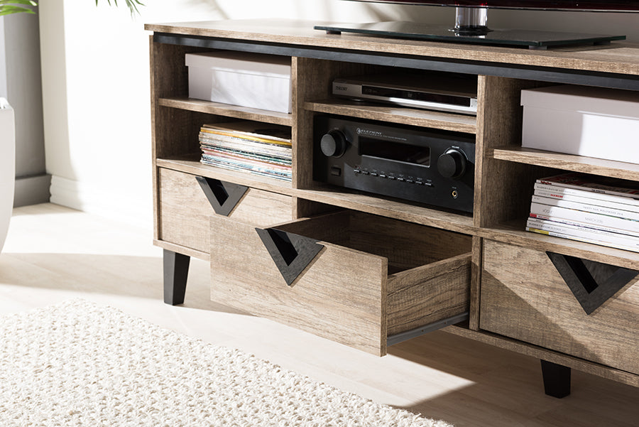 Baxton Studio Wales Modern and Contemporary Light Brown Wood 55-Inch TV Stand