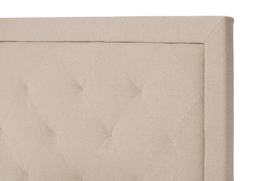 Baxton Studio Paris Modern and Contemporary Beige Linen Upholstered Twin Size Tufting Bed