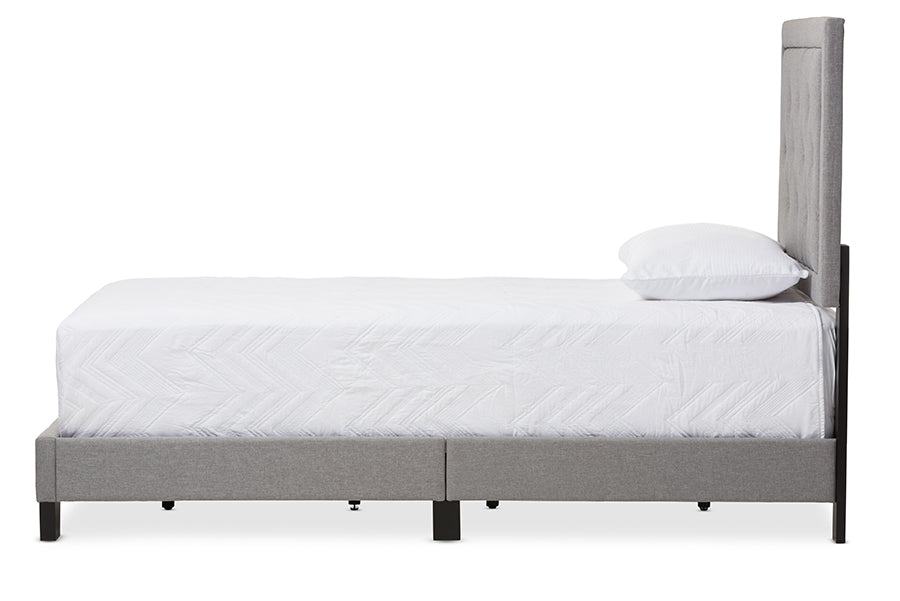 Baxton Studio Paris Modern and Contemporary Grey Fabric Upholstered Twin Size Tufting Bed