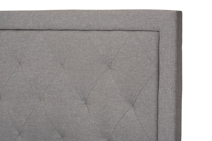 Baxton Studio Paris Modern and Contemporary Grey Fabric Upholstered Twin Size Tufting Bed