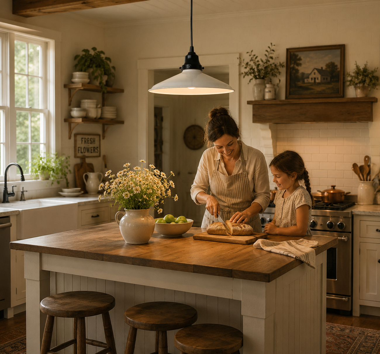White Enamel Barn Pendant Light – Farmhouse Industrial Ceiling Fixture