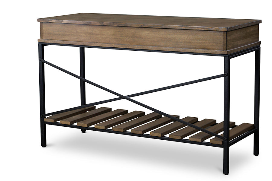Baxton Studio Newcastle Wood and Metal Console Table-Criss-Cross