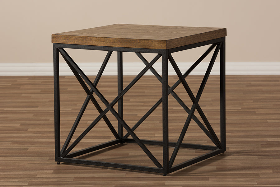 Baxton Studio Holden Vintage Industrial Antique Bronze End Table