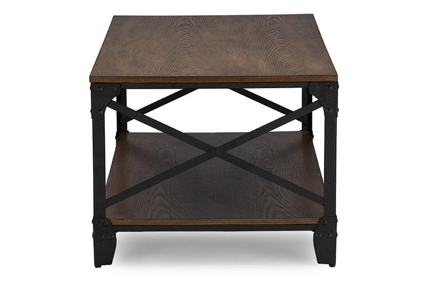 Baxton Studio Greyson Vintage Industrial Antique Bronze Occasional Cocktail Coffee Table