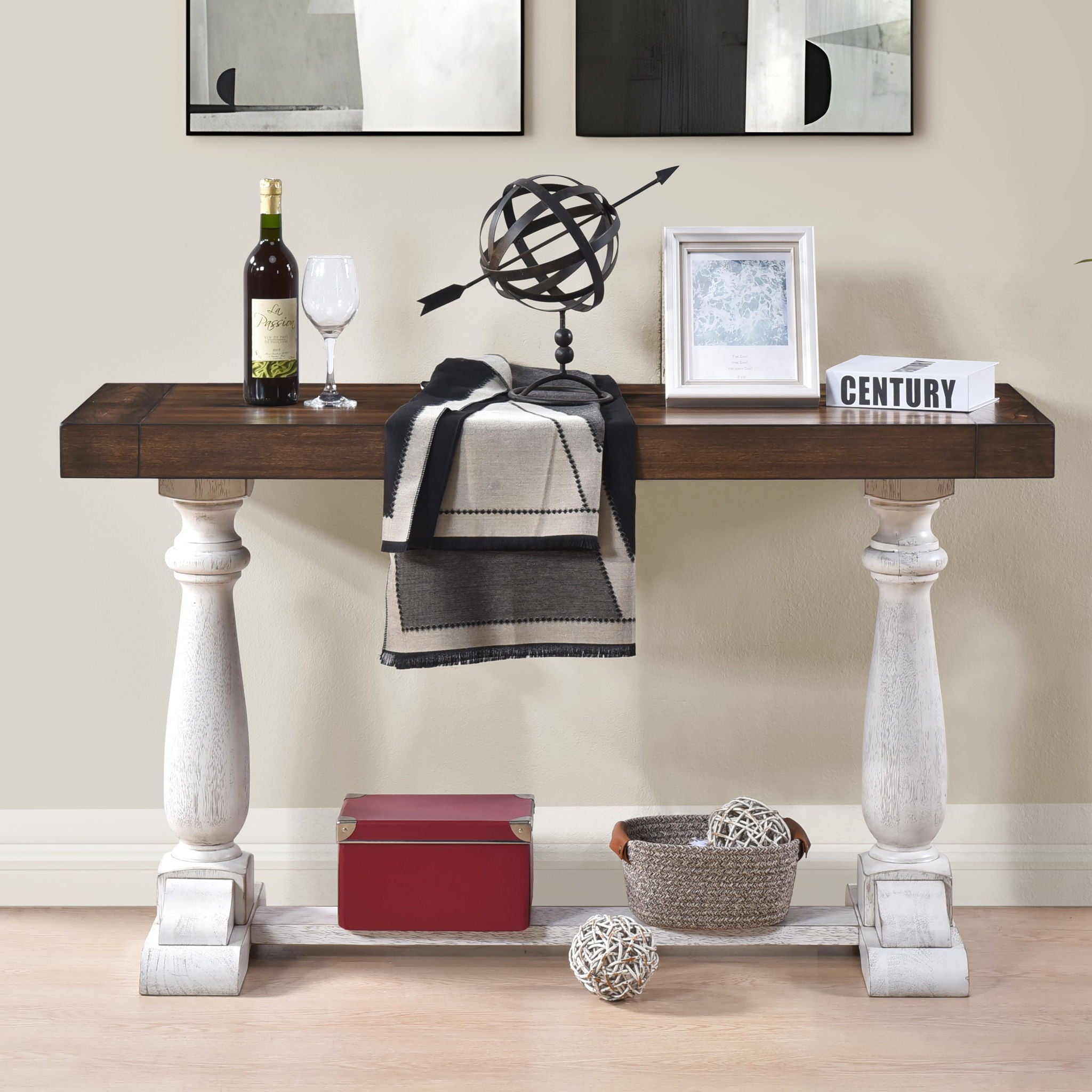 Farmhouse Retro Design Pedestal Sofa Tabe