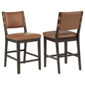 Tegan Faux Leather Upholstered Counter Height Chair Cognac (Set of 2)