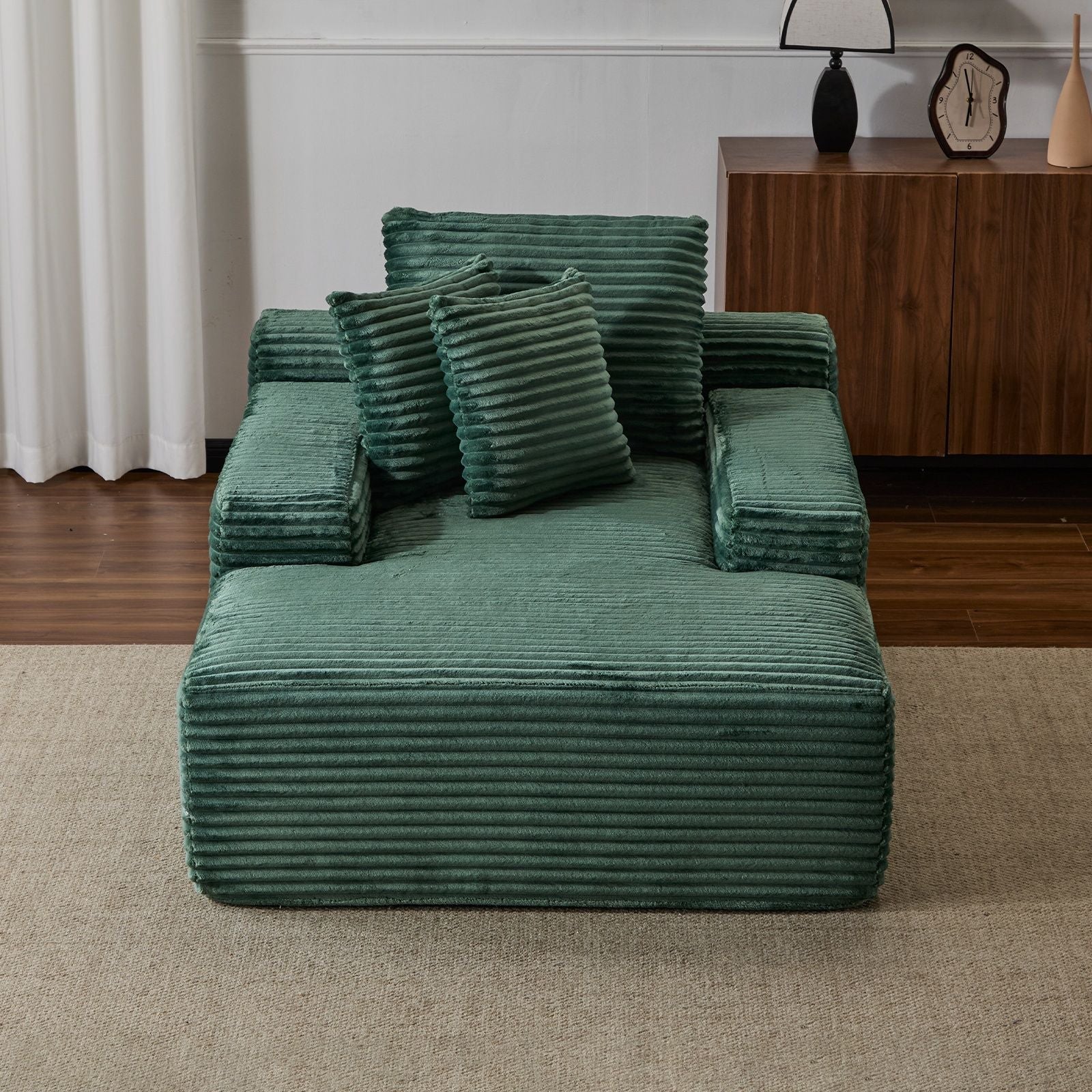 Oversized Chaise Lounge Chair Cozy Cloud Couch With 3 Throw Pillows And Wide Armrest