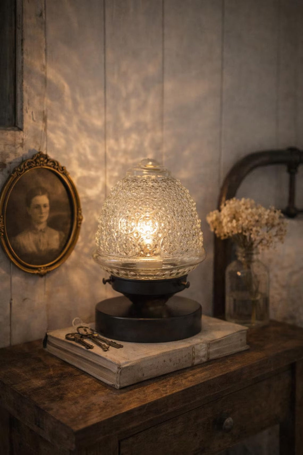 Antique Glass Table Lamp Light Fixture