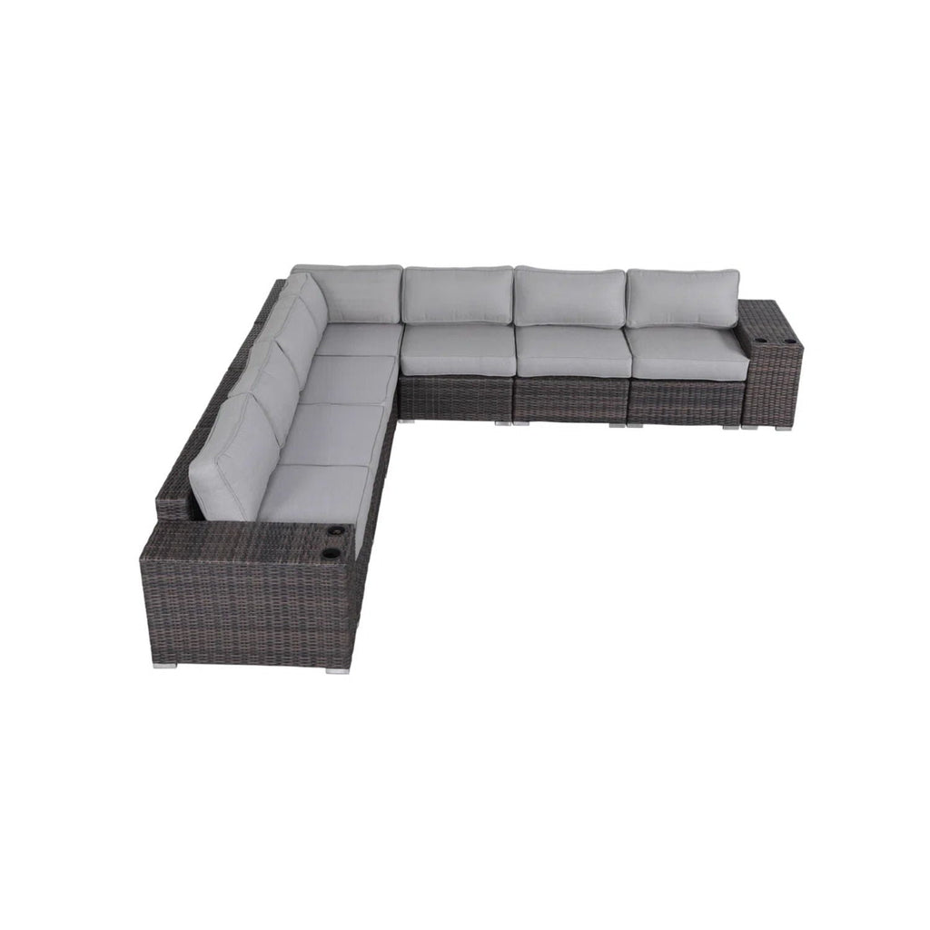 Modern Rattan Wicker Seating Group With Cushions