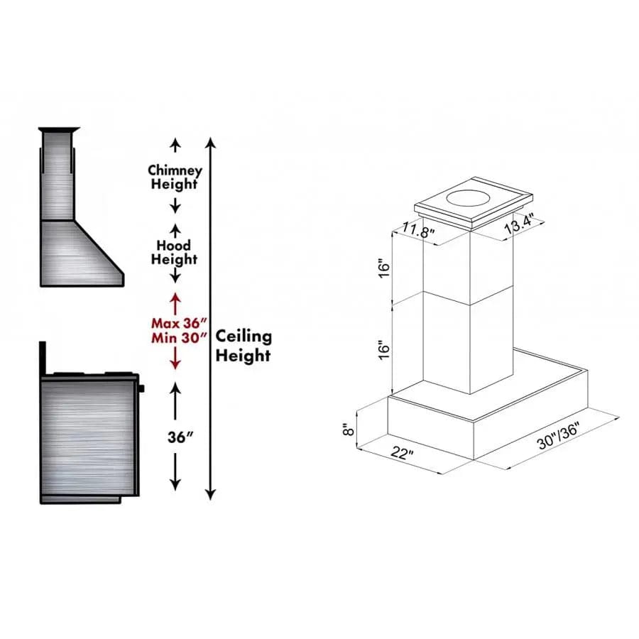 ZLINE 30" Wooden Wall Mount Range Hood Butcher Block, 681W-30