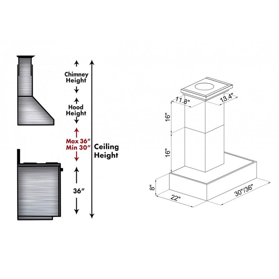 ZLINE 36" Remote Blower Wooden Wall Range Hood, 681M-RD-36