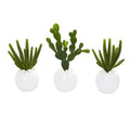 10" Cactus Succulent Artificial Plant in White Vase (Set of 3)