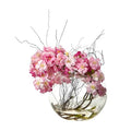 10" Cherry Blossom Artificial Arrangement in Glass Vase