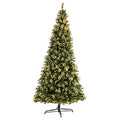 10'Frosted Swiss Pine Artificial Christmas Tree with 850 Clear LED Lights and Berries