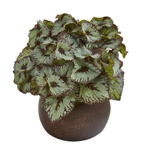 10" Rex Begonia Artificial Plant in Stone Planter