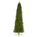 10'Slim Green Mountain Pine Artificial Christmas Tree with 800 Clear LED Lights