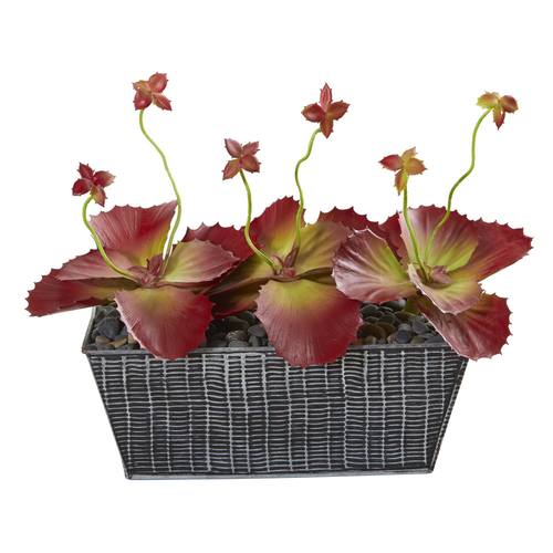 10" Succulent Artificial Plant in Embossed Tin Planter