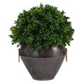 11" Boxwood Topiary Artificial Plant in Metal Bowl UV Resistant (Indoor/Outdoor)